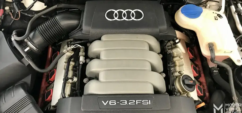 Audi V6 3.2 FSI engine bay after cleaning